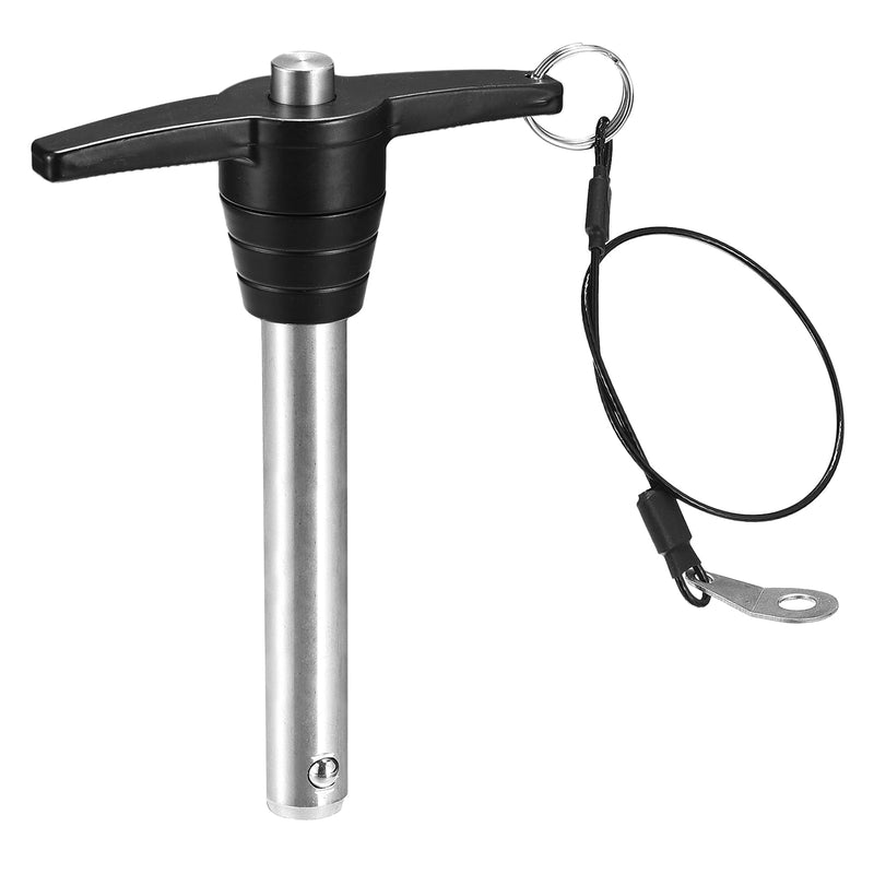 uxcell T Handle Lock Pins, 5/8" Pin Dia. 3-5/32" Usage Length Stainless Steel Push-Button Quick Release Pin with Lanyard Cable (16mm-80mm) 5/8" x 3-5/32"