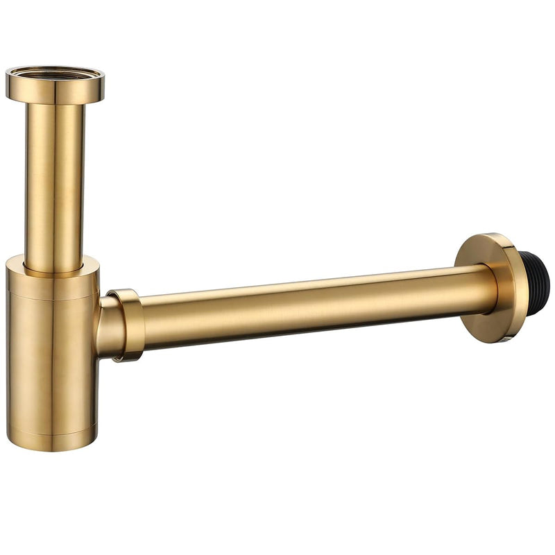 Bottle Trap, Brass Decorative 1 1/4 Bathroom Sink P Trap, Large Body Round Lavatory Waste Drain Kit,Champagne Bronze SW-83888CB. T02-champagne Bronze