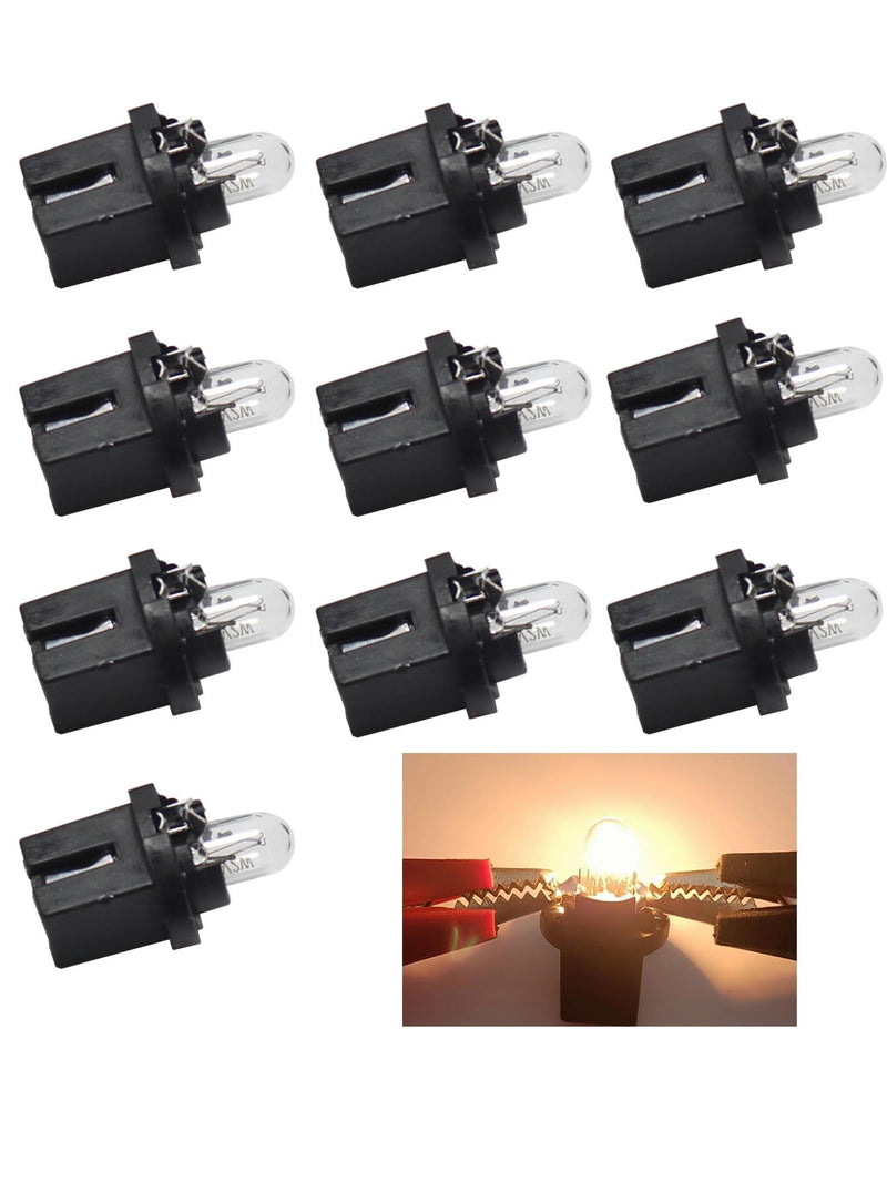 10 x 12V 2W T5 B8.5D Car Dashboard Light Yellow Halogen Bulbs for Internal Car