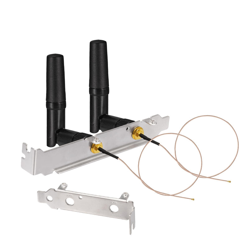 Eightwood Mini PCIe Card Antenna 2.4GHz 5GHz WiFi Antenna + RP-SMA Cable 8in + Computer Slot Bracket for Mini PCI-E WiFi Network Card PC Desktop Computer 2-pack antenna+mini pcie card cable+2pcs brackets