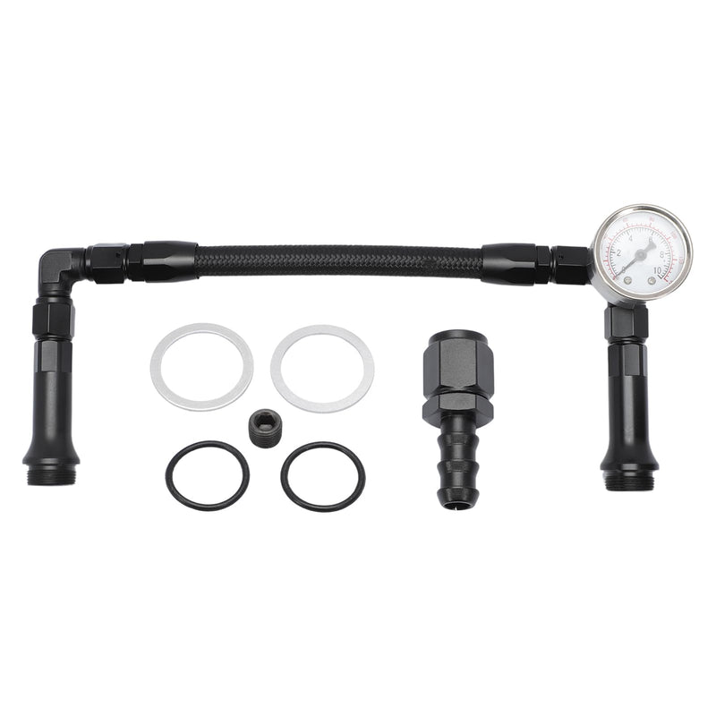 Braided AN6 Dual Feed Carb Fuel Line Double Pump for Holley 4150 Carburetor with Vacuum Pressure Gauge