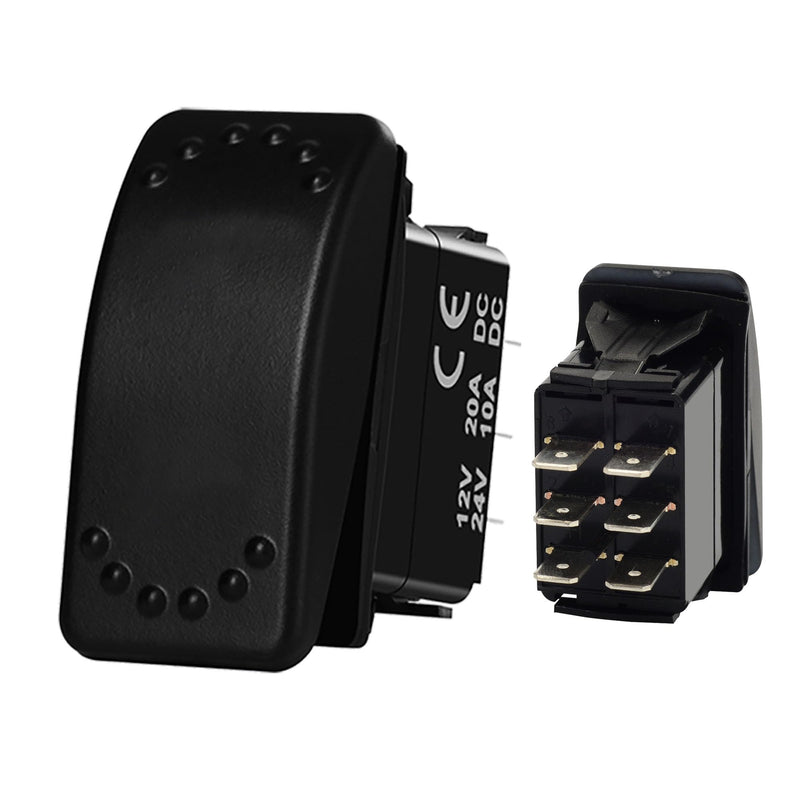 3 Position Rocker Switch 12V 20A 6 Pin DPDT ON Off ON for Marine Boat Tractor Golf Cart 4x4 ATV UTV Waterproof 6Pin-on off on