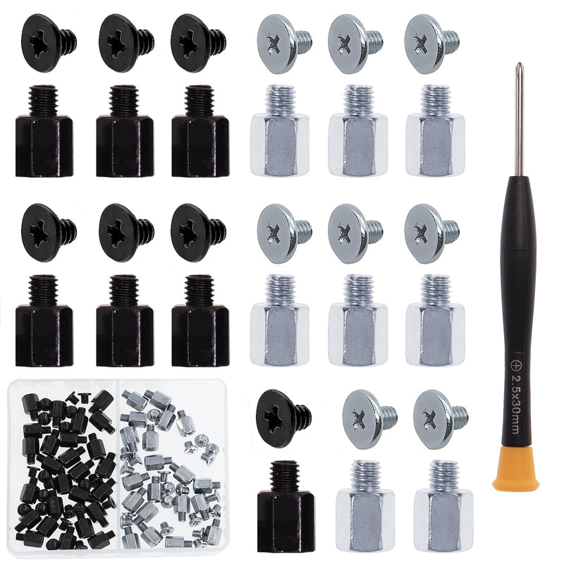 M2 Motherboard Standoffs Notebook Computer Screw 80Pcs M.2 SSD Mounting Screws M3 x 6+3 Standoff for MSI Motherboard Black and Silver Screws