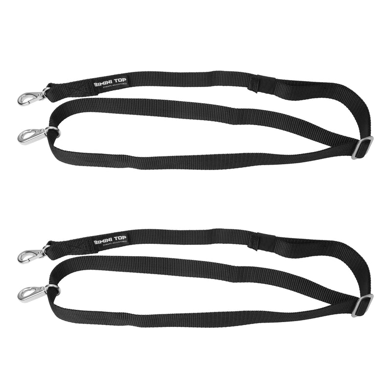 Two Hooks Adjustable Bimini Boat Top Straps,23"~60" Marine Awning Webbing Straps, Pack of 2 Black