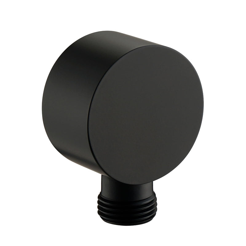 Wall Supply Elbow for Handshower, Brass Round Wall Mount Shower Hose Connectorm1/2"for Handheld Hand Shower-Matte Black Matte Black