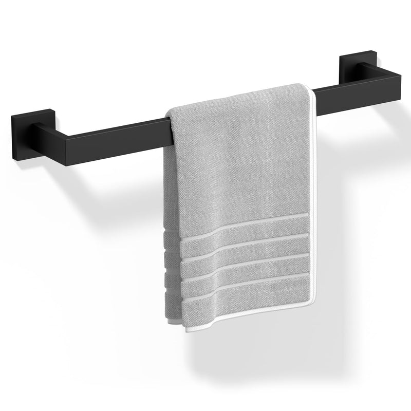 HITSLAM Bath Towel Bar, 18 Inch Towel Rack for Bathroom Wall Mounted, SUS304 Stainless Steel Towel Holder with Hardware Accessories, Matte Black 18 Inch (Total Length 19.6 Inch)