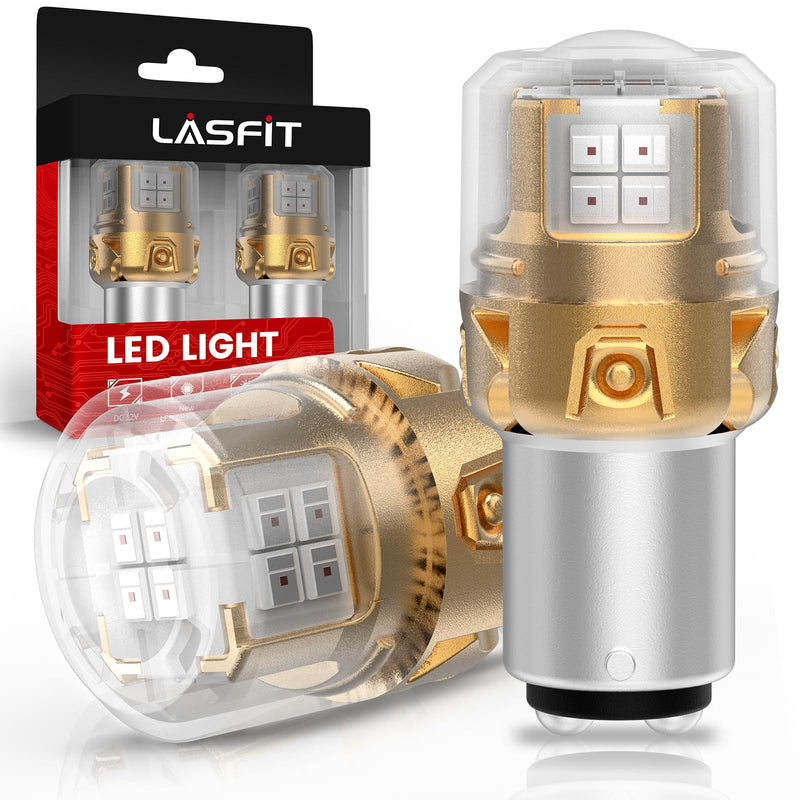 LASFIT 1157 LED Bulb Red Brake Light Tail Lights, Upgraded 500% Super Bright 2057 2357 7528 BAY15D LED Lamps with Projector Lens Replacement for Inner Taillights Stop Lights, 2pcs