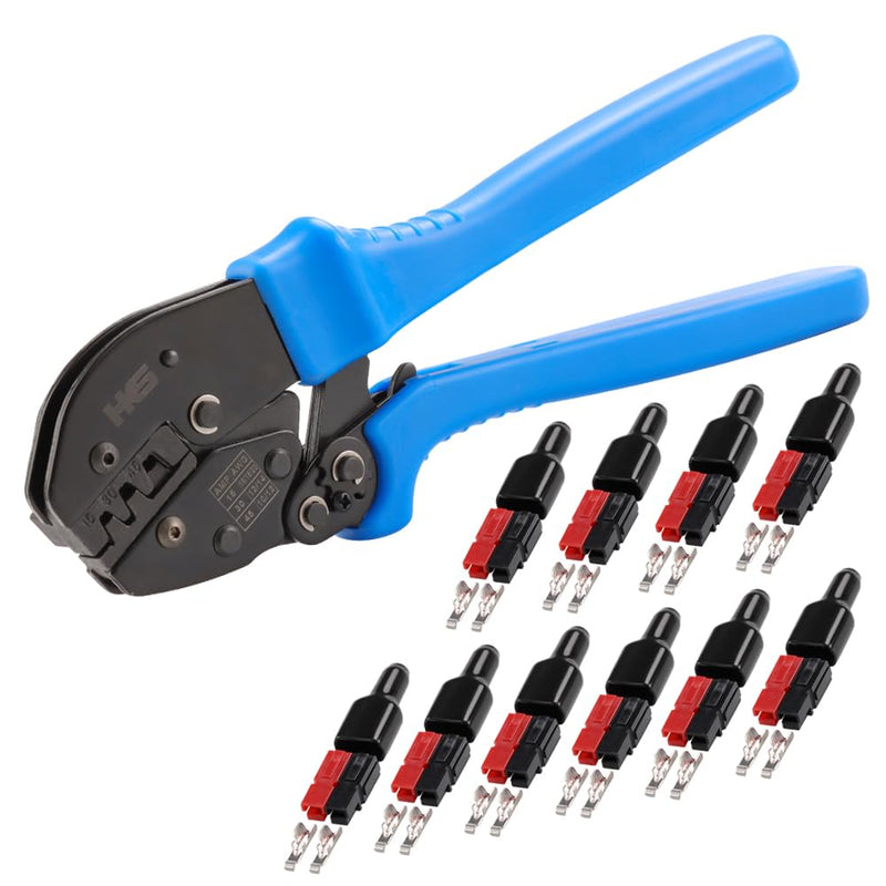 HKS Ratchet Powerpole Crimping Tool 31Pcs Kit with 15A 30A 45A Power Connectors and Caps, Crimper with Build-in Orientation Block AP-15 Crimper + 31PCS Kit