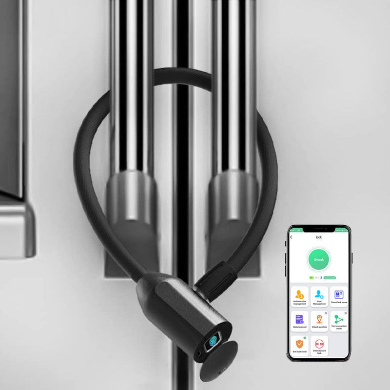 Cable Lock Refrigerator Lock eLinkSmart French Door Fridge Lock - Waterproof 40cm 15.7 inch Fingerprint Bluetooth App Keyless Cable Lock for Cabinets Freezer Baby Safe