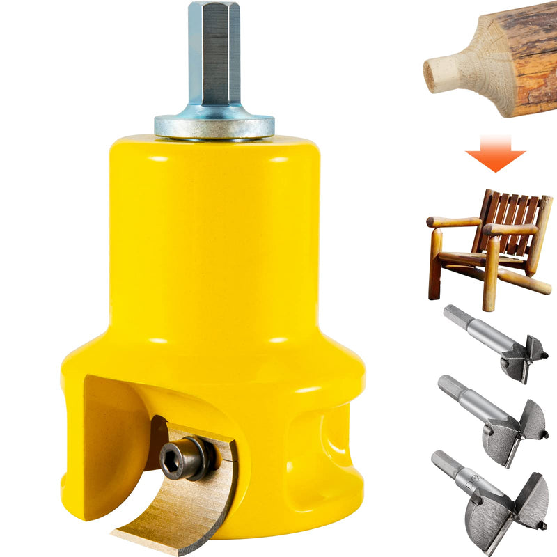 VEVOR Tenon Cutter, 1.5" / 38 mm Diameter, Premium Aluminum & Steel Log Furniture Cutter, with Dual Curved Blades & Button Screws Home Master Kit, Commercial Woodworking Tool for Home Beginner DIY Curved Blade-1.5 in
