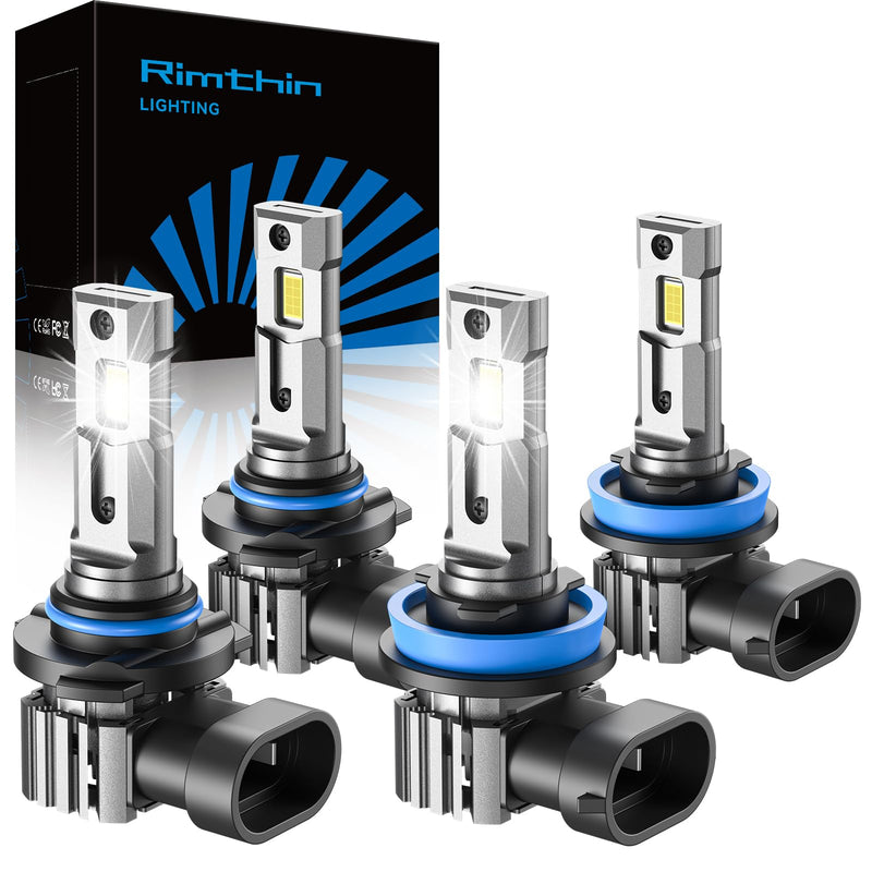 9005/HB3 H11/H8/H9/H16 LED Bulbs Combo, 120W 32000 LM Super Bright 6000K Cool White Led Fog Lights, IP67 Waterproof, Pack of 4, 9005+H11