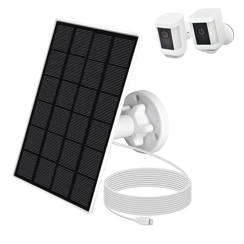 Solar Panel for Ring Camera, Solar Charger for Spotlight Cam Plus/Pro(Battery), 5V 3.5W Solar Panel with10ft. Charging Cable, Hold Charging Camera Battery, Camera NOT Included White 3.5w-1 Pack