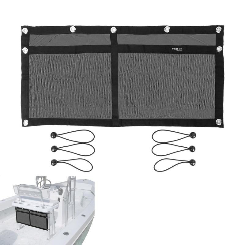Boat Storage Bag Marine Suspended Storage Comparments Mesh Storage Bag,Boat Seat Organizing Bag,with Elastic Ring 2 Pocket