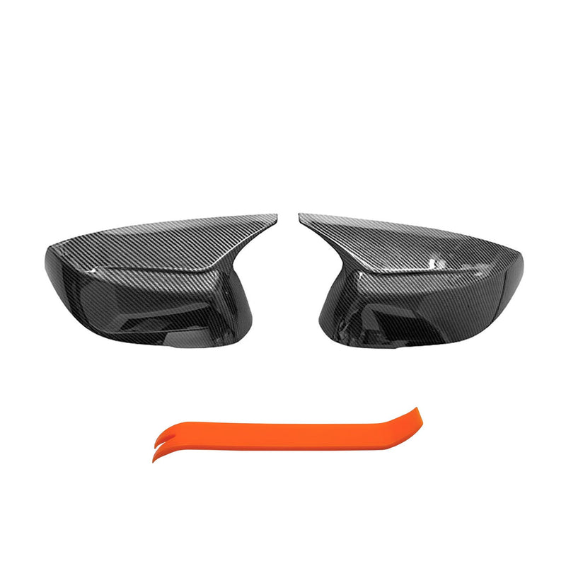 Horn Style Carbon Fiber Door Mirror Cover Cap Compatible with 2014-2020 Infiniti Q50 Q60 Q70 QX30