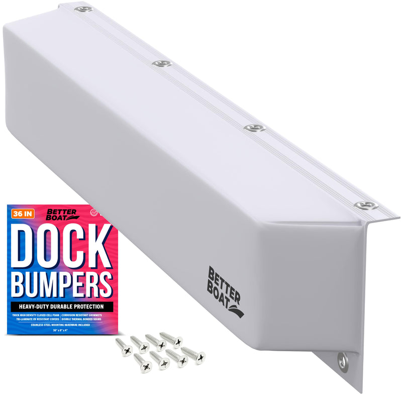 Better Boat Dock Bumpers, 6x4 Inch High Density Foam Boat Dock Bumper Guards, Piling Bumper Pads for Dock Edge, Vertical or Horizontal Mounting, Stainless Steel Screws Included, UV Resistant Vinyl 36"