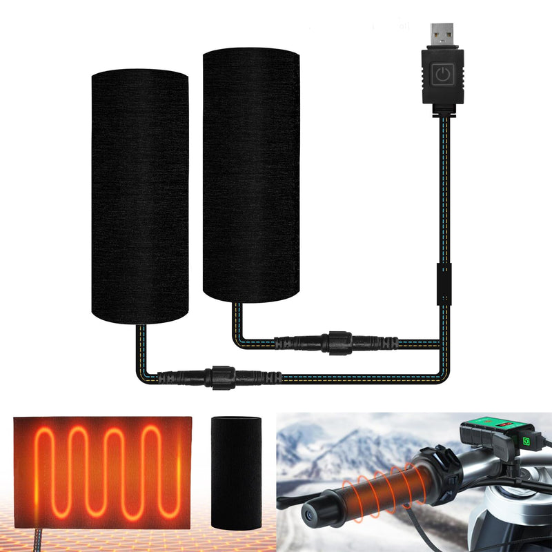 Heated Grips Cover for Motorcycle, 5V Handlebar Heater, Motorcycle Heated Grips USB Powered, 6 Gear Temperature with Memory Function, IP67 Waterproof, ATV Heated Handlebar Warmers Heated grip cover - 5V USB