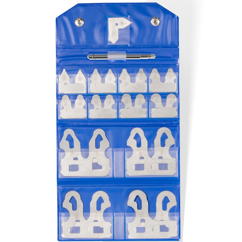 25-Piece Radius Gage Set 1/64''-1/2'' Gauges with Holder, 3602-5021 Radius Gauge Set 25