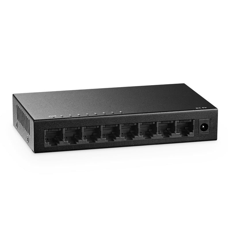 MokerLink 8 Port Gigabit Unmanaged Ethernet Switch, 8 x 100/1000Mbps Ports, Home Office Network Hub Splitter, Metal Desktop & Wall Mount Network Switch 8x1G