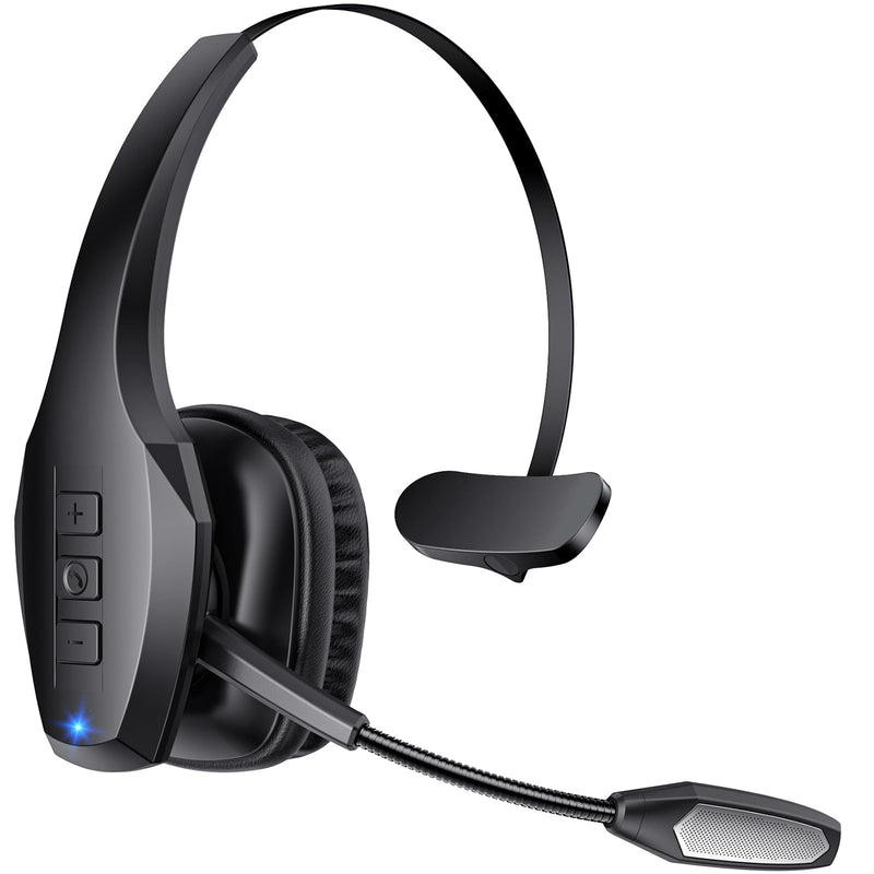 Trucker Bluetooth Headset, Wireless Headset with Mic, Bluetooth Headsets with Dual Noise Cancelling Microphone & Mute Button, 55Hrs Working Time PC Headsets for Cell Phones, Computer, Truck Driver