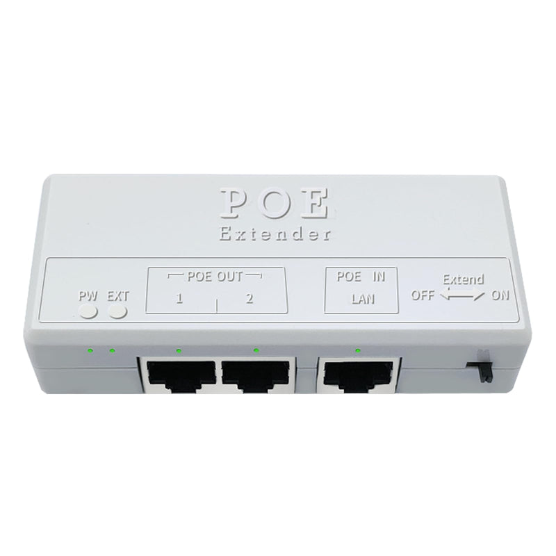 Poe Extender, 1 in 2 Out PoE+ Repeater, 10/100Mbps, Extends 250m, 60W Comply with IEEE802.3af/at for PoE Switch/Injector and Security POE Camera Over Cat5/6 Cable
