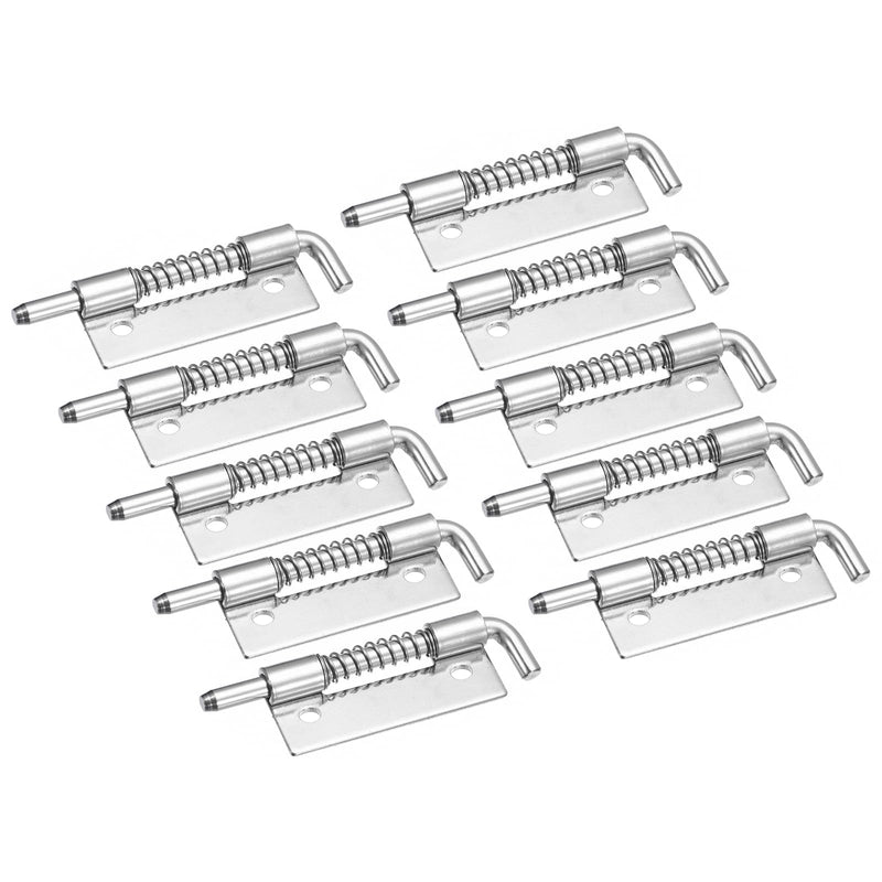 uxcell Spring Loaded Latch Pin, 10Pcs 3.46" - 304 Stainless Steel Spring Latch, Left-Handed with Hole Locked Spring Loaded for Distribution Box Electrical Cabinet (Silver) 3.46"