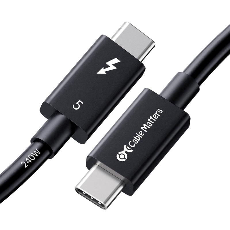 Cable Matters [Intel Certified] 80Gbps Thunderbolt 5 Cable with up to 120Gbps Bandwidth Boost and 240W Charging in Black - 0.5m / 1.6ft, Compatible with Thunderbolt 4, USB4, Thunderbolt 3 and USB-C 1.6 ft