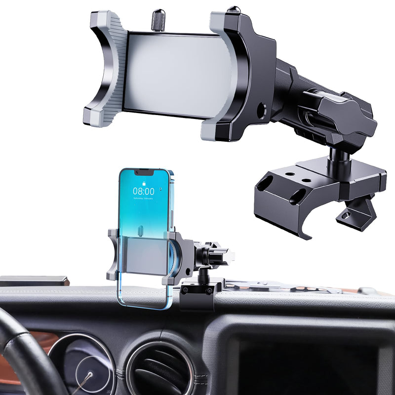 Upgraded Metal Phone Mount for Jeep Wrangler JL JLU 2018-2023 and Gladiator JT 2020 2021 2022 2023 Phone Holder Dash Mount System Kit Dashboard Accessories Driver Side (Not for 4xe) 18-23 Wrangler JL JLU & Gladiator JT