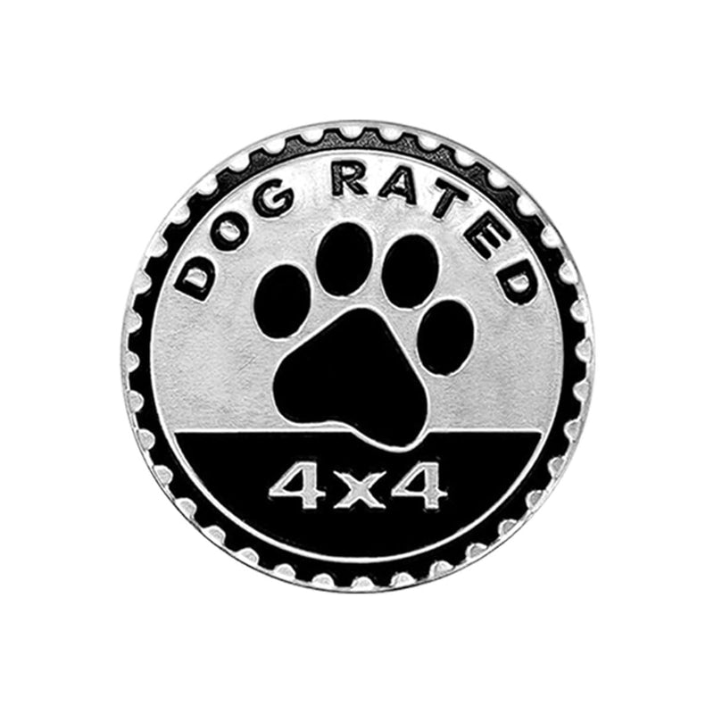Car Badge Emblem, 4×4 Metal Car Exterior Badge Emblem, 3D Metal Auto Round Emblem Decals Car Badge Decal Stickers Compatible with Jeep Wrangler Vehicles SUVs Trucks (Dog Rated) Dog Rated