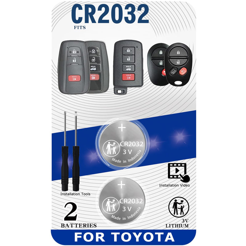Key Fob Replacement Batteries for Toyota RAV4 Camry Corolla Highlander Prius Sienna Tacoma Tundra 4Runner Avalon CHR Sequioa Supra GR86 (Check Fitment Guide) Smart Remote CR2032 Battery