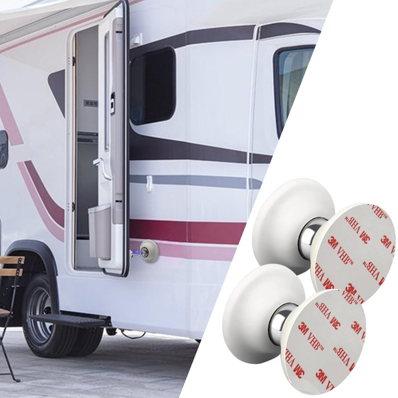  [AUSTRALIA] - 2 Pcs RV Door Holder Magnetic Baggage Door Catch Latch to Keep Door Open, RV Door Stopper for Motorhome Travel,Travel Trailers, Camper (White) White