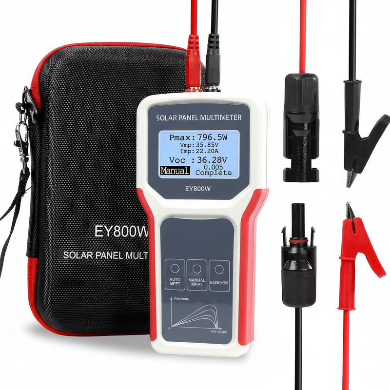 Solar Panel Tester/EY800W Solar Panel Meter/PV Testing Instrument Ultra Open Circuit Voltage Auto/Manual MPPT Clear LCD