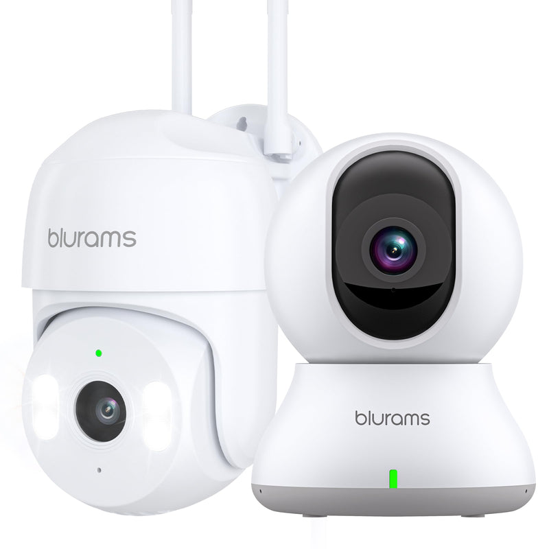 blurams Indoor & Outdoor Security Camera Bundle Set, Pet Cameras for Home Security, 2-Way Talk, Motion Tracking, Cloud & SD, 2.4GHz Wi-Fi Only