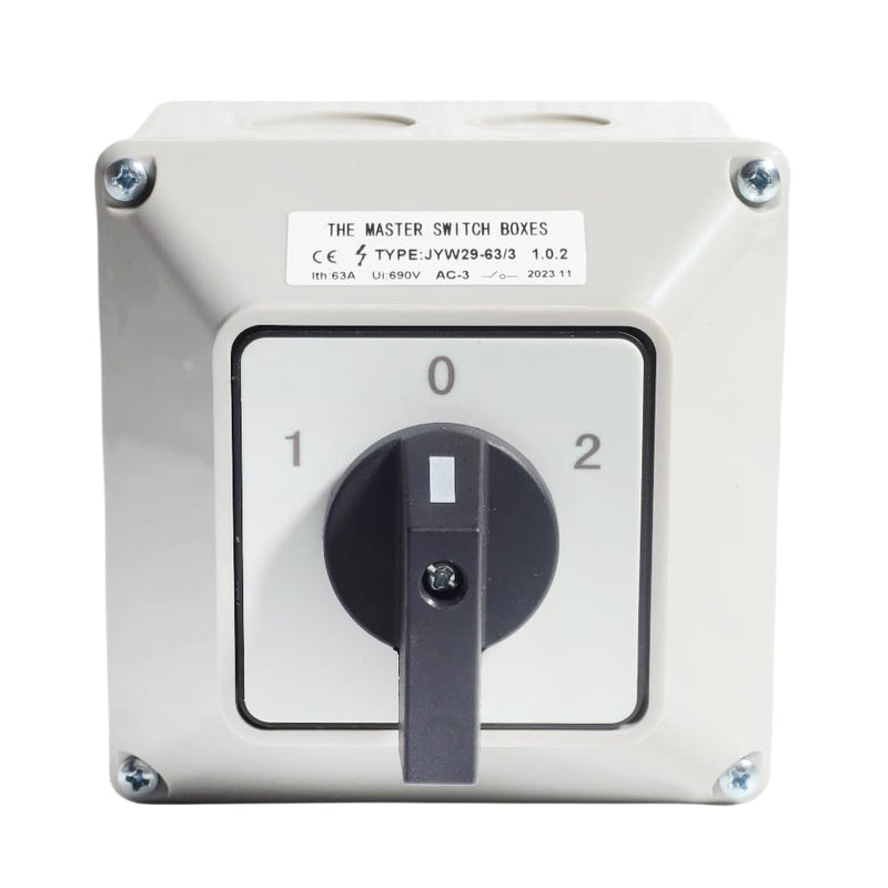 3 Phase Rotary Changeover Switch 690V 63A Universal Cam Conversion Switch 3 Position 12Terminal Main Switch Box JYW29-63/3 D303