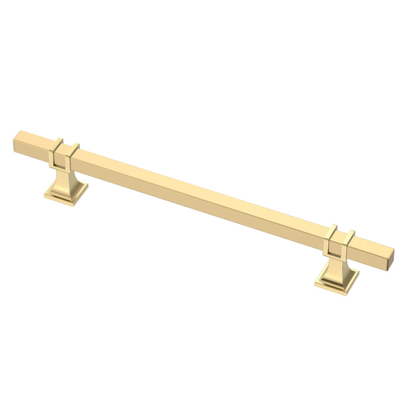 Alzassbg 6 Pack Gold Cabinet Pulls, 7 Inch(177mm) Hole Centers Kitchen Hardware Square Cabinet Handles for Cabinets and Drawers AL3094BB 7" Hole Center