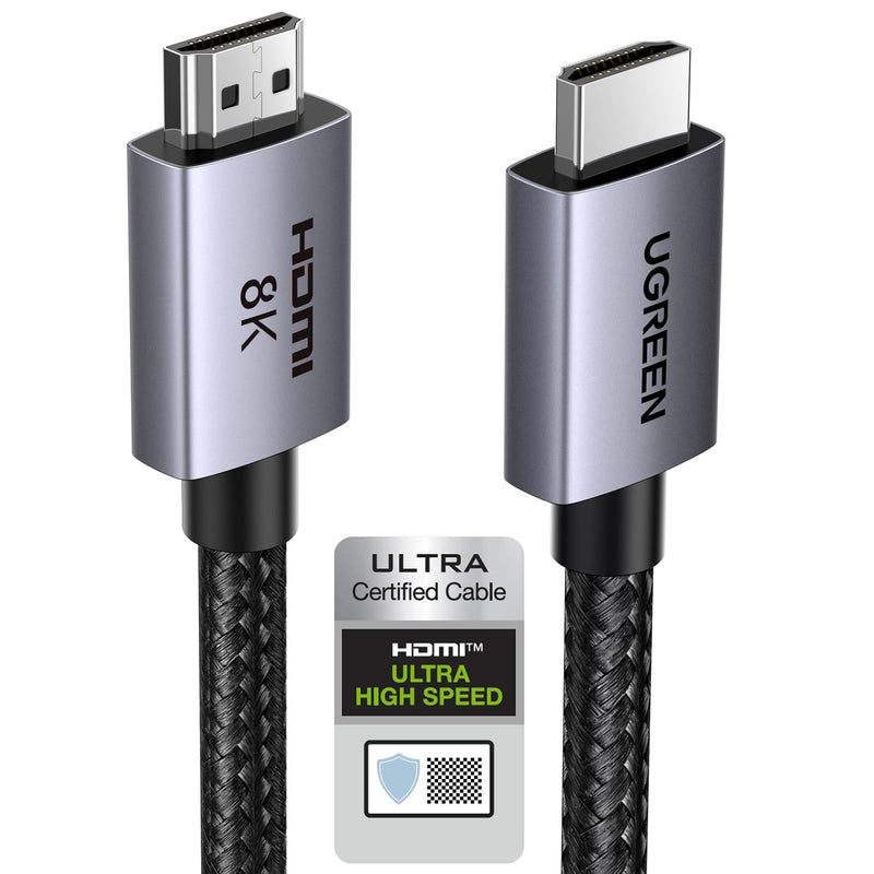 UGREEN 8K HDMI 2.1 Cable 48Gbps 16FT, Certified Ultra High Speed HDMI Cord Aluminum, 4K@240Hz 120Hz 10K 8K@60Hz, HDCP 2.2&2.3, eARC HDR 10 Dolby Compatible with PS5/Blu-ray/Roku TV/Switch 2/Mac mini