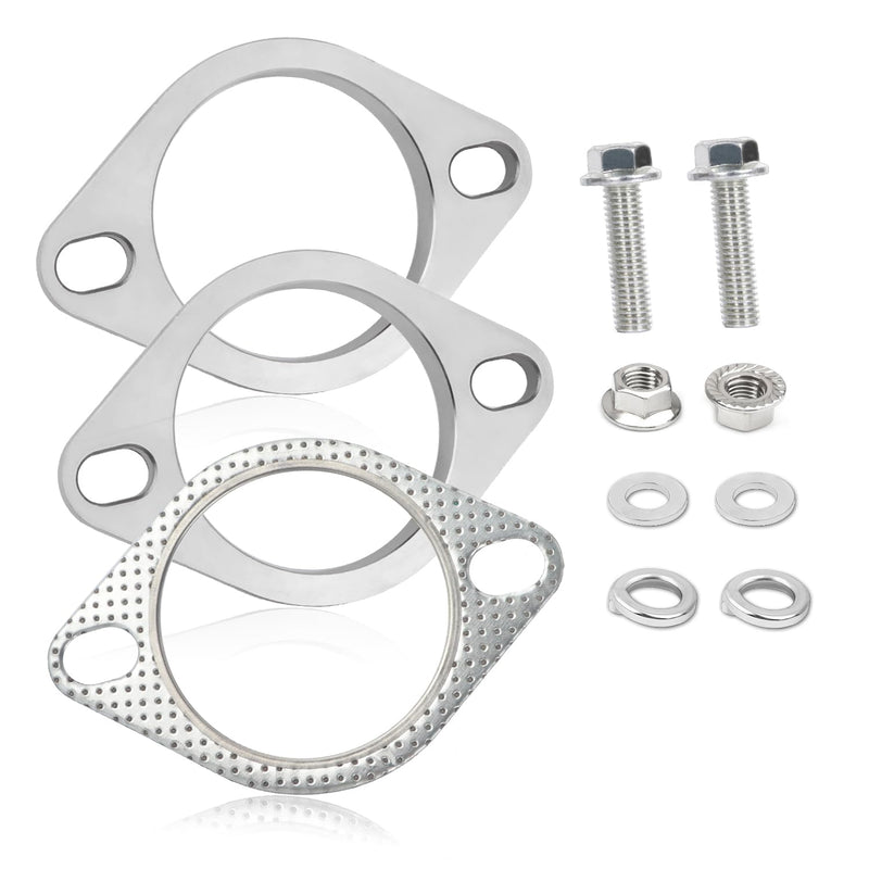 2-Bolt 2.5 Inch Exhaust Flange Repair Kit,Stainless Steel Exhaust System Kit with Exhaust Gasket & Exhaust Bolts,Exhaust Pipe Flange Gasket for Automotive Replacement Exhaust Flanges (2.5") 2.5"