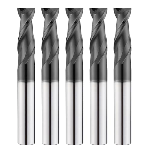 3/16" Tungsten Carbide Square End Mill 2 Flute Micro Grain Milling Bits Set,AlTiN Coating,for Milling Alloy Steels,Cast Iron,Carbon Steel(5PCS) 3/16 in 5