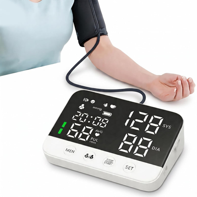 Rechargeable Blood Pressure Monitor Upper Arm, Electric Tensiometer, BP Machine, 22-32 CM Adjustable Cuff, Irregular-Heart-Beat Alert, Automatic Digital Sphygmomanometer for Home Use