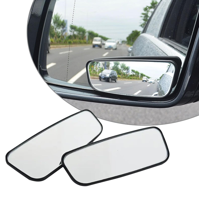2-Pack Car Blind Spot Mirror, 3.7" x 1.4" Curved Wideangle, High-Definition Glass Adjustable Anti-Glare, Universal Car Side Mirror (Black)