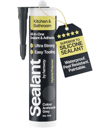 Hemway Kitchen & Bathroom Anthracite Gray Sealant & Adhesive 300ml 1 Pack