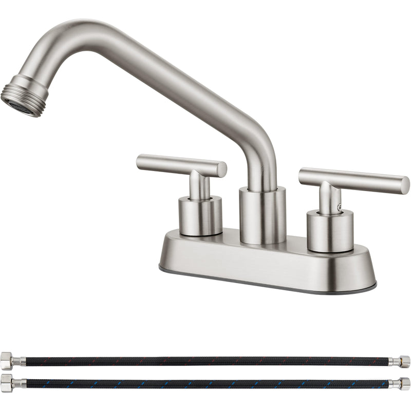Aolemi Utility Sink Faucet 4 Inch Centerset, Laundry Sink Faucets with Swivel Spout and 3/4" NPT Threaded End, Dual Handle Faucet for Laundry or Utility Room, Brushed Nickel