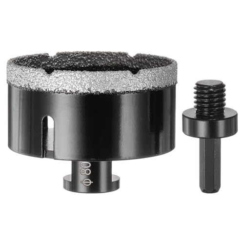 HARFINGTON Diamond Core Drill Bit 3.15"/80mm Dia Diamond Hole Saw Kit for Tile Porcelain Ceramic Marble Stone 3.15"