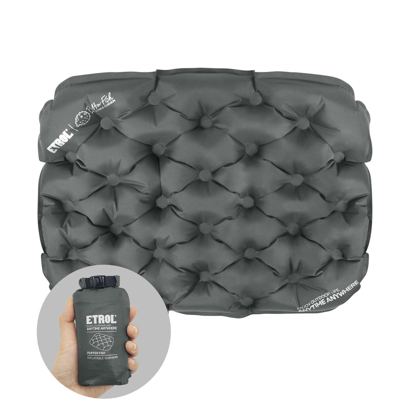 Inflatable Seat Cushion,Portable Lightweight Travel Air Sitting Pad - 17.3''x13.4''x2'',Moisture and Water Resistant Camping Chair Mat for Outdoor Office Stadium Bleacher Airplane Car Dark Gray
