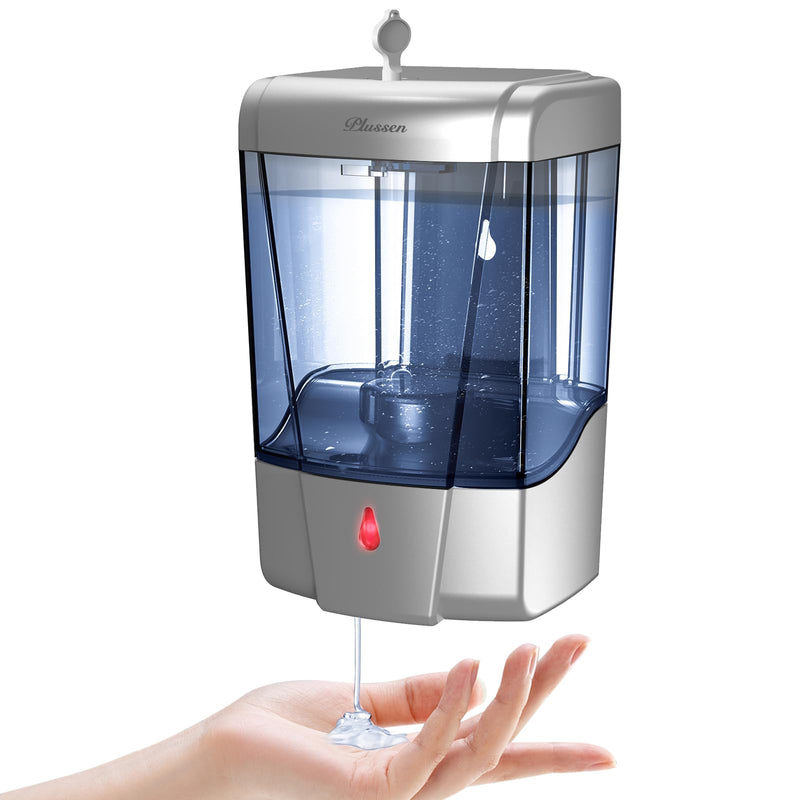 Soap Dispenser Wall Mount, Automatic Hand Sanitizer Dispenser 600ml Gel n Liquid Touchless Commercial Wall Soap Dispenser for Bathroom,Silver-600ml Silver-600ml