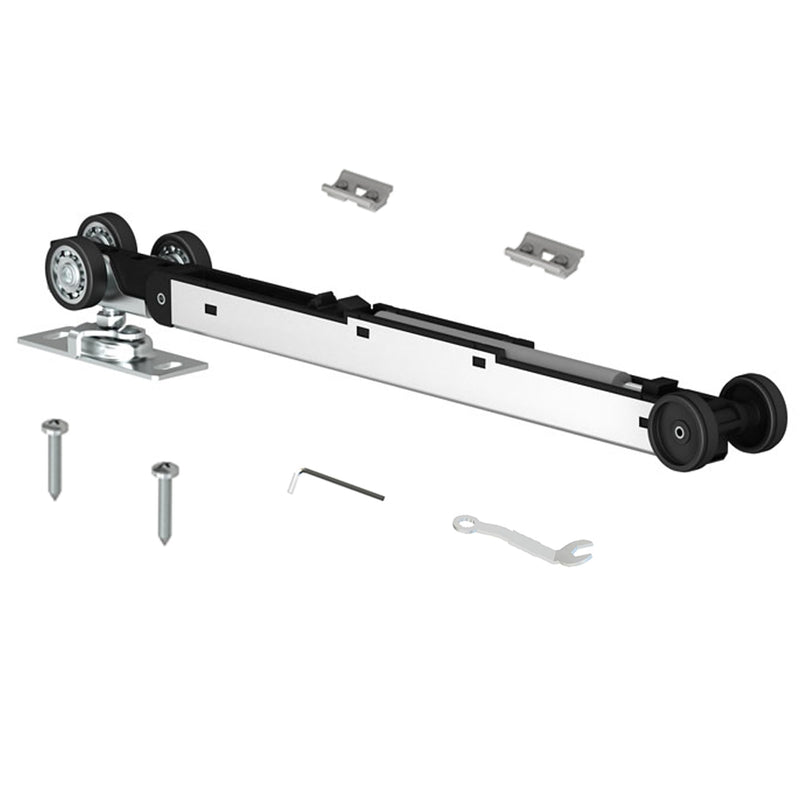 JUBEST Pocket Door Roller with 120LBS Soft Close Mechanism, Two-Way Soft Close, Three-Wheel Pocket Door Hanger, Double Sided Pocket Door Hardware