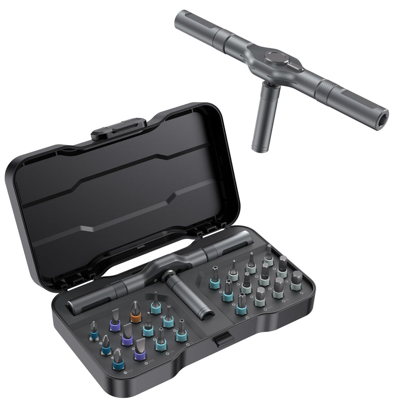 24 in 1 Magnetic Screwdriver Set, DIY Ratchet Mini Screwdriver Set, Removable self-assembly Precision Screwdriver kit, Magnetic DIY Precision Tool kit for PC Mobile Watch Bicycle Grey