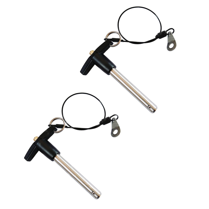 Pair of Stainless Steel 304 Push-Button Quick Release Pin T Handle Lock Pins, Pin Dia 6.3mm(1/4in) Usage Length 40mm (App.1.5in) with Lanyard Cable (2) 2