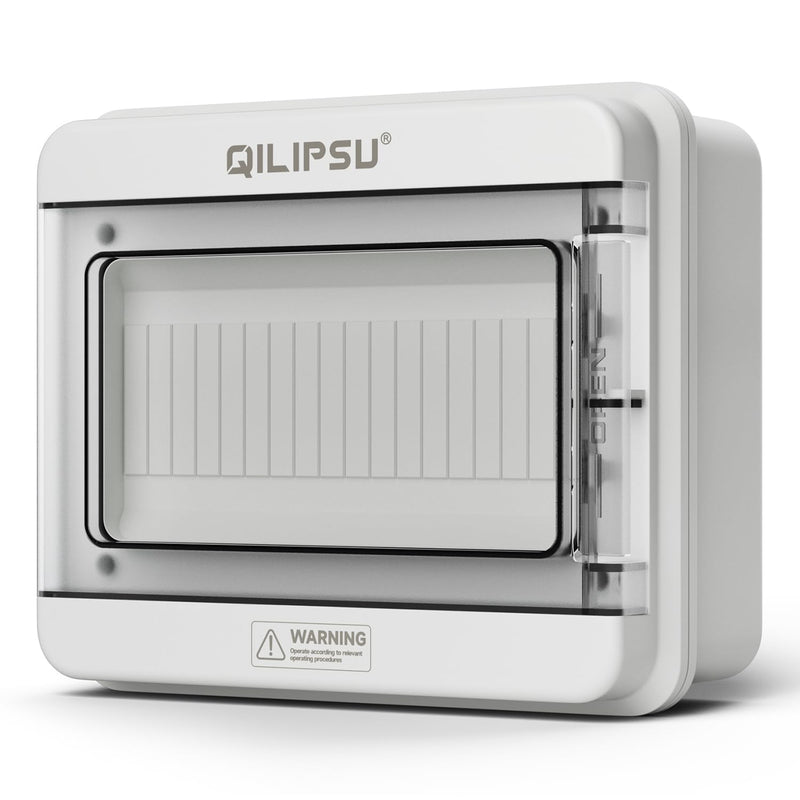 QILIPSU 9 Way DIN Rail Circuit Breaker Box UL94-V0 PC/ABS IP65 Waterproof Distribution Enclosure with Longer Bus Bars for Indoor Outdoor and Solar Use