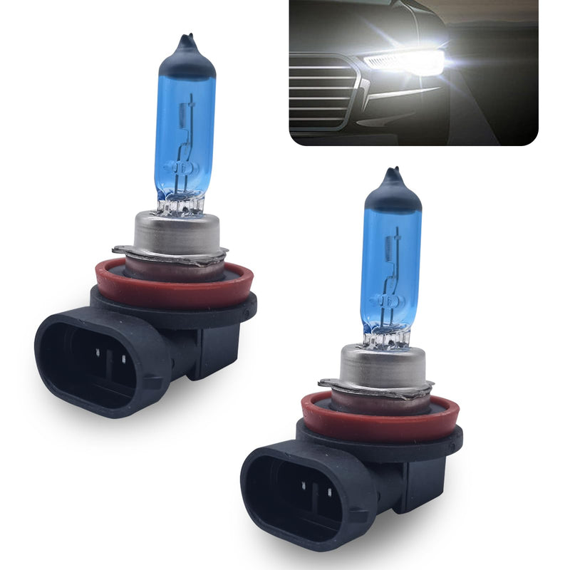 Pack-2 H11 Halogen Bulbs, Car Xenon Light Bulbs, 12V 55W Car High Beam Lights, Automobile Lights Replacement Kit, Universal for Most Cars, SUVs and Vans (White) 2 PCS White #H11