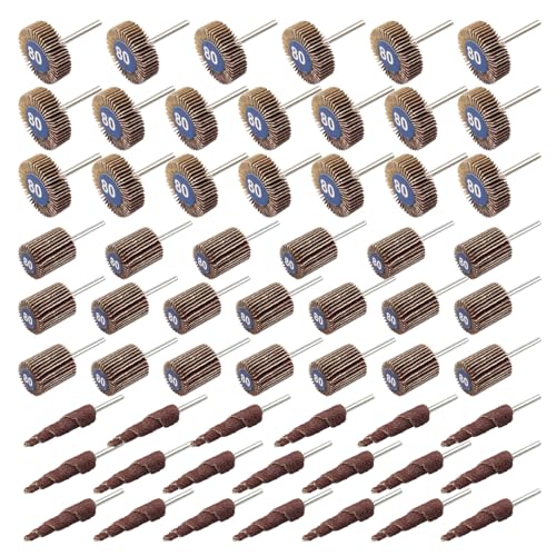 60 Pcs Flap Wheel Sander for Dremel, 80 Grit Flap Sanding Wheel Rotary Tool Accessories Kit for Removing Rust and Polishing,1/8-inch Shank 60